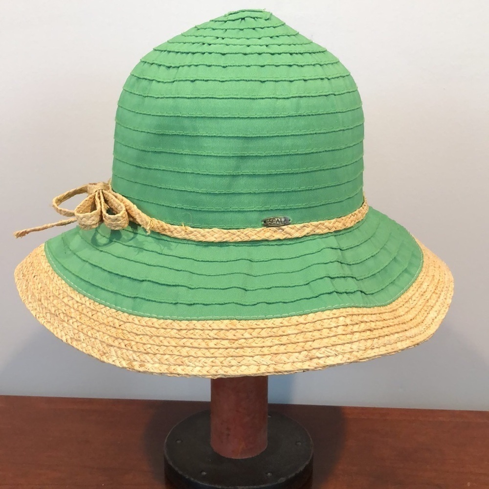 Scala Collection Green Straw Floppy Bucket Sun Hat